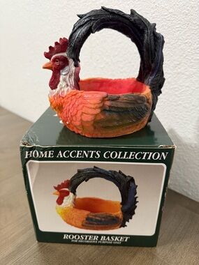 Country Kitchen Farmhouse resin rooster basket Home Accents Collection